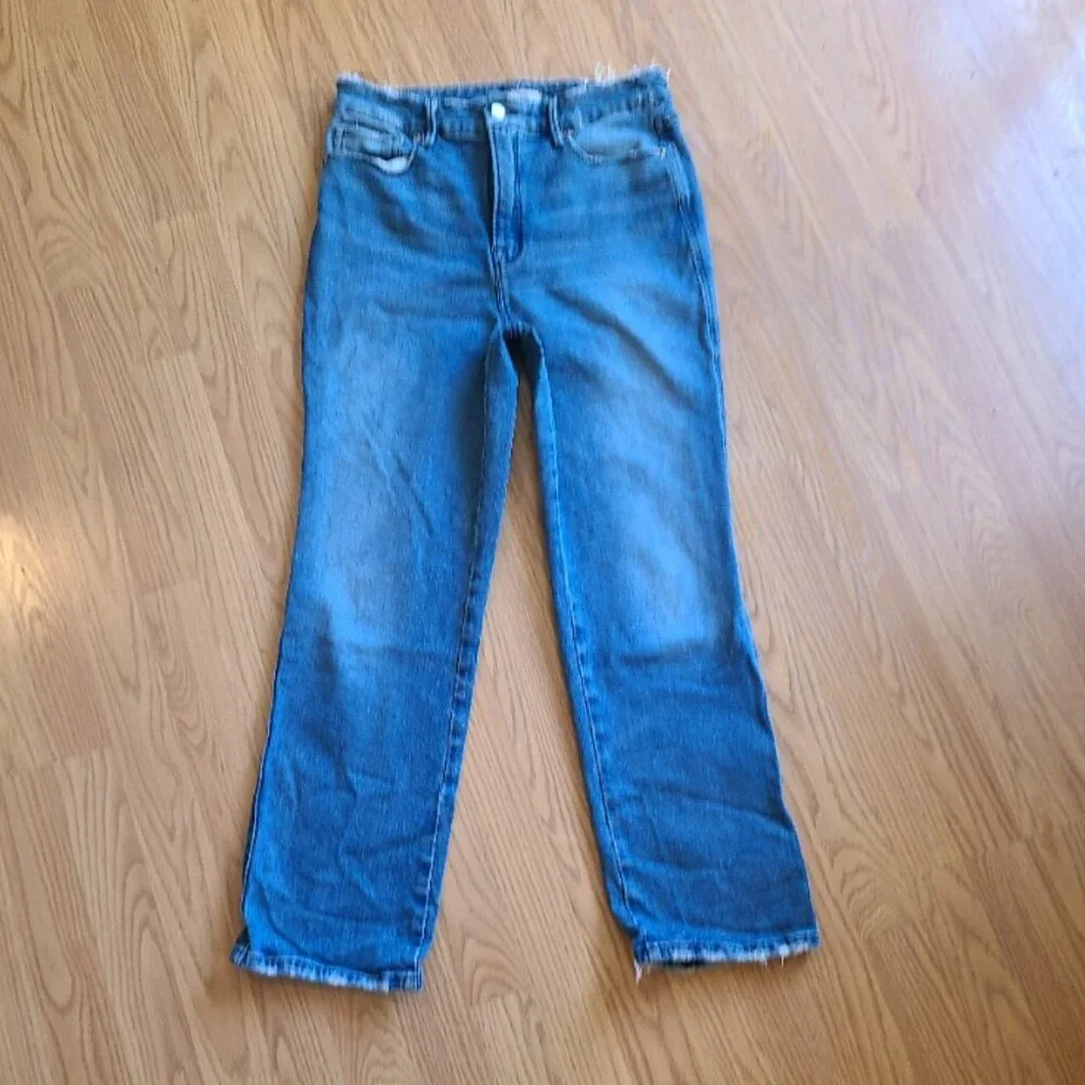 GOOD AMERICAN GOOD CURVE STRAIGHT jeans distressed high waist stretch sz 10/30 - Picture 2 of 7